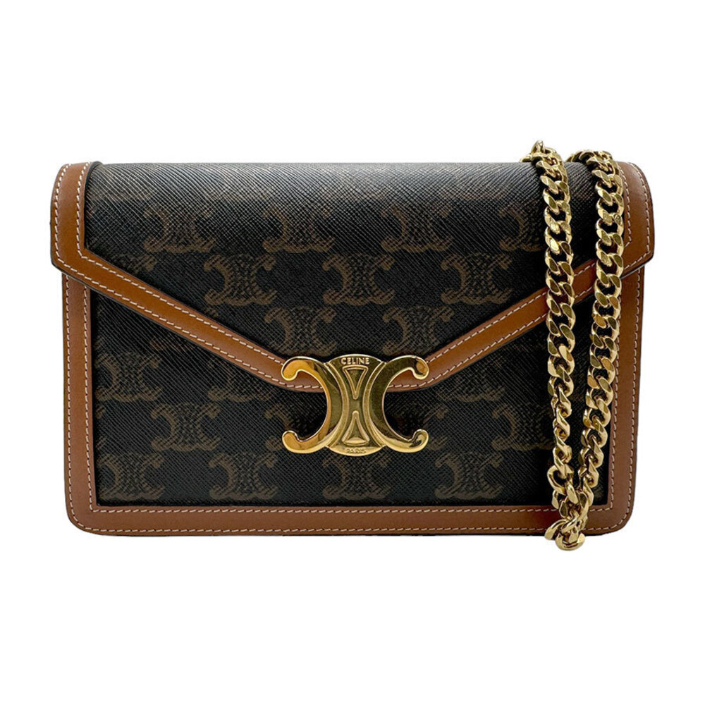Celine Triomphe Shoulder Bag Canvas Brown